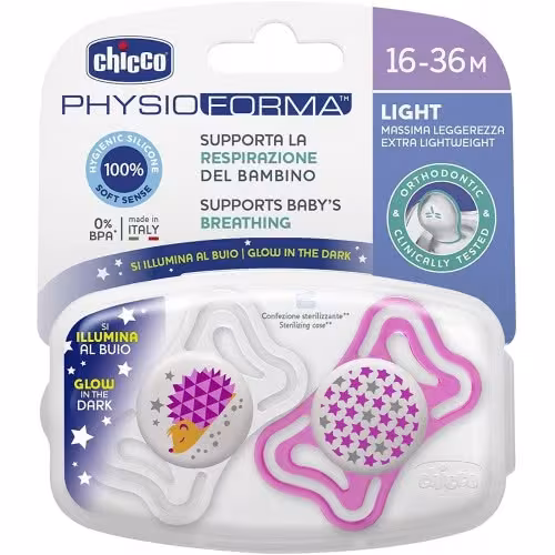 Chicco Suzeta new Physio Light LUMI silicon 16-36M 2buc 7103541 Cutie N2