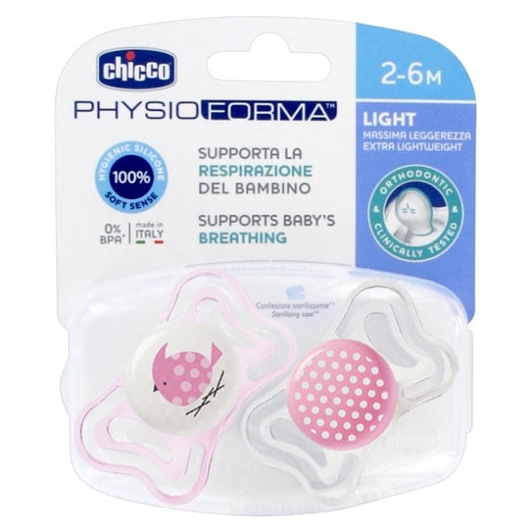 Chicco Suzeta new Physio Light Girl silicon 2-6M 2 buc 7103111 Cutie N2