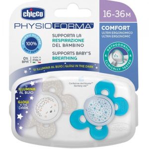 Chicco Suzeta Comfort Boy Lumi silicon 16-36 M 2 buc 7493542 Cutie N2