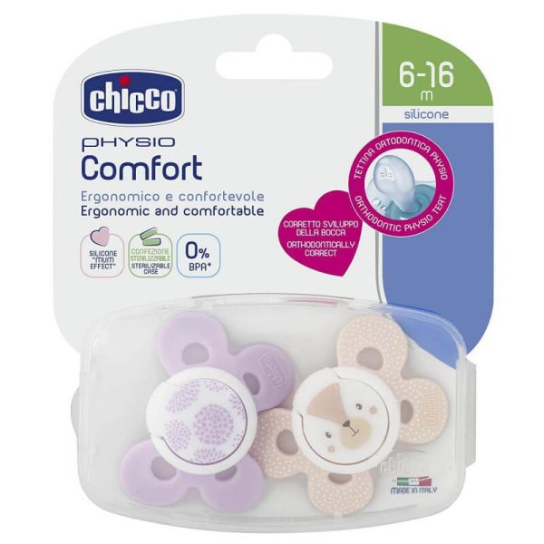 Chicco Suzeta Comfort Girl silicon 6-16M 2 buc 7493311 Cutie N2
