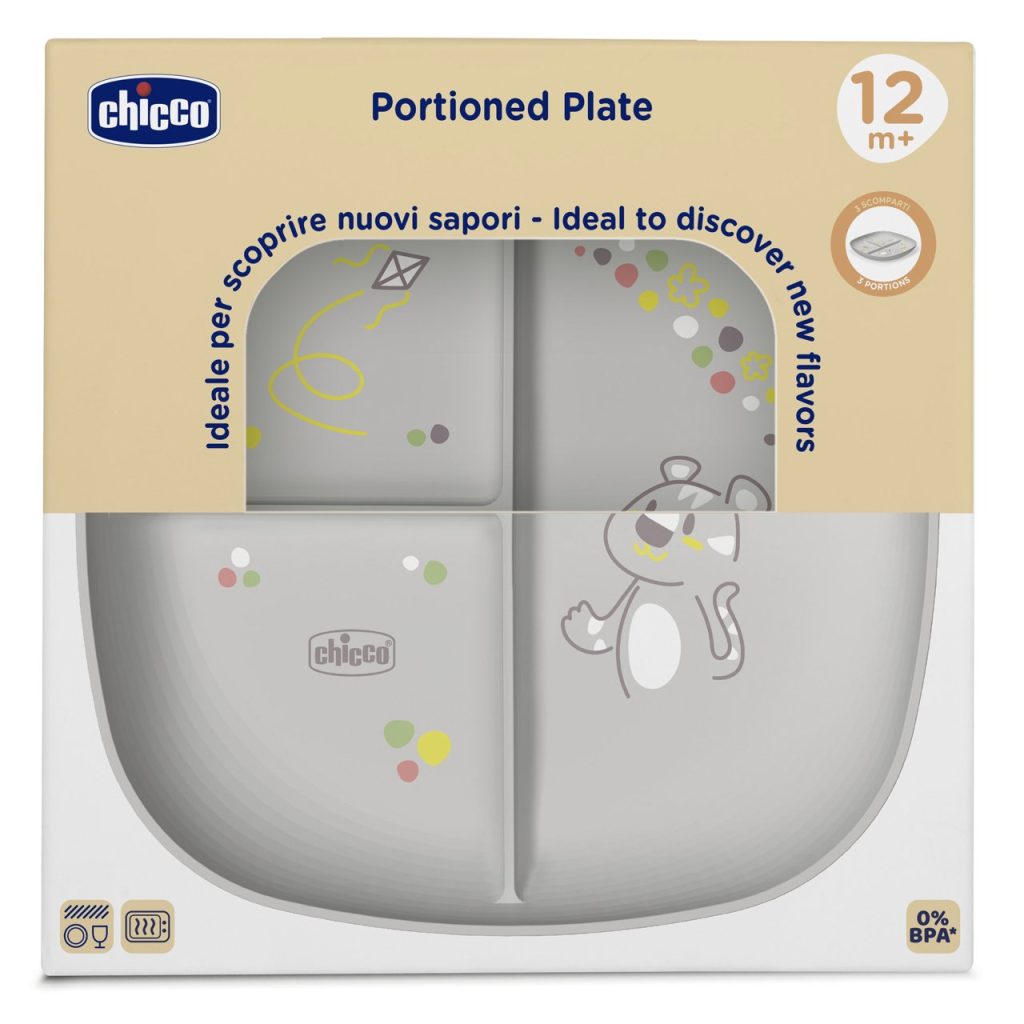 CHICCO  Farfurie portionata 12M+ GREY 2025  1600335