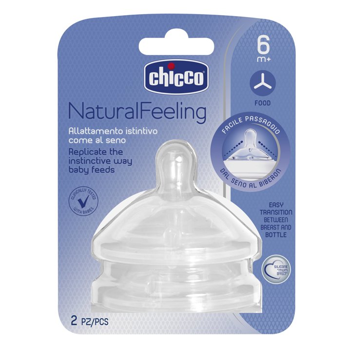 Chicco tetina silicon NaturalFeeling,flux pt mancare 6+luni 08105720 Bucata N1